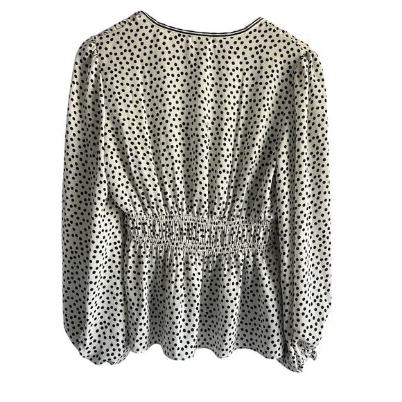 Max Studio Women’s Size Medium Polka Dot V Neck Button Front Blouse - Picture 2 of 7